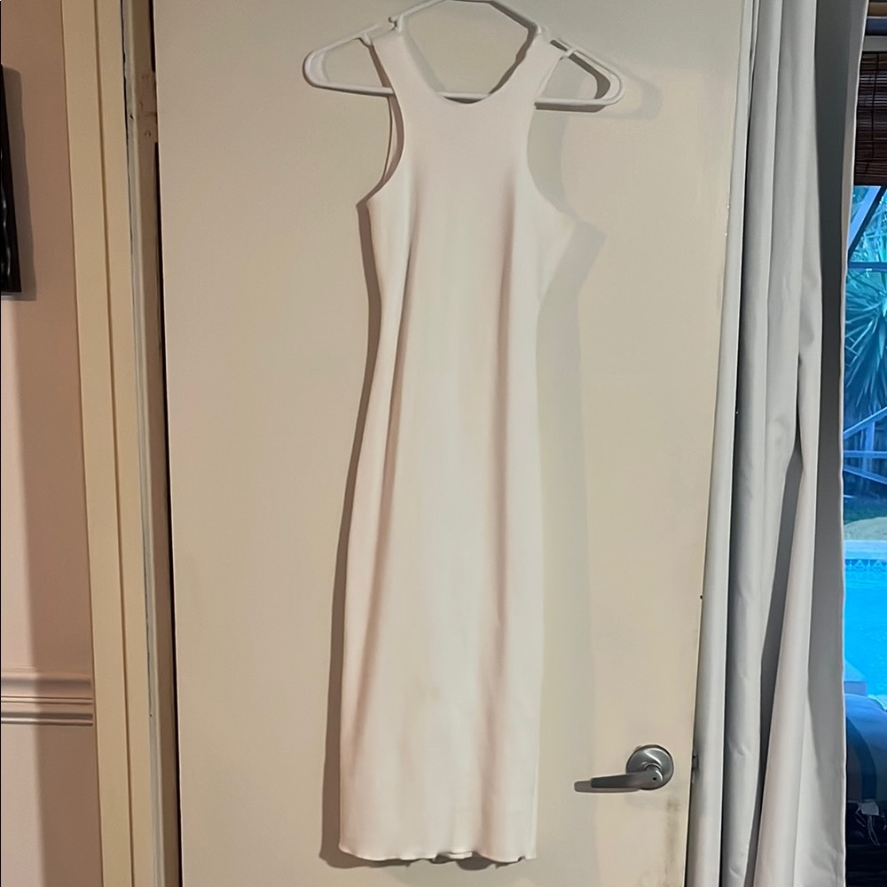 Zara White Halter Neck Sheath Dress for Cocktail